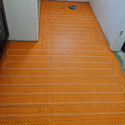 Connected and installed heated floors, residential electrician, luxury home, wiring.