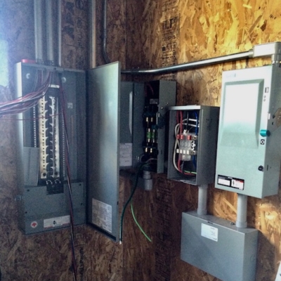 Panel upgrades, connection and wiring, commercial electrician, new build. 
