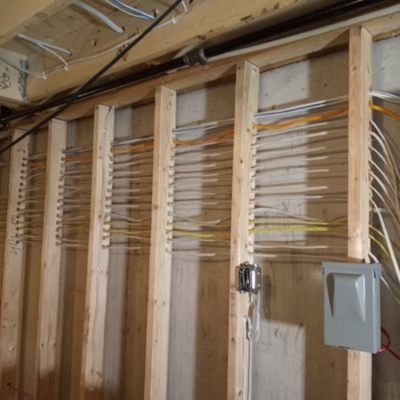 Wiring new construction, new build, residential electrician.